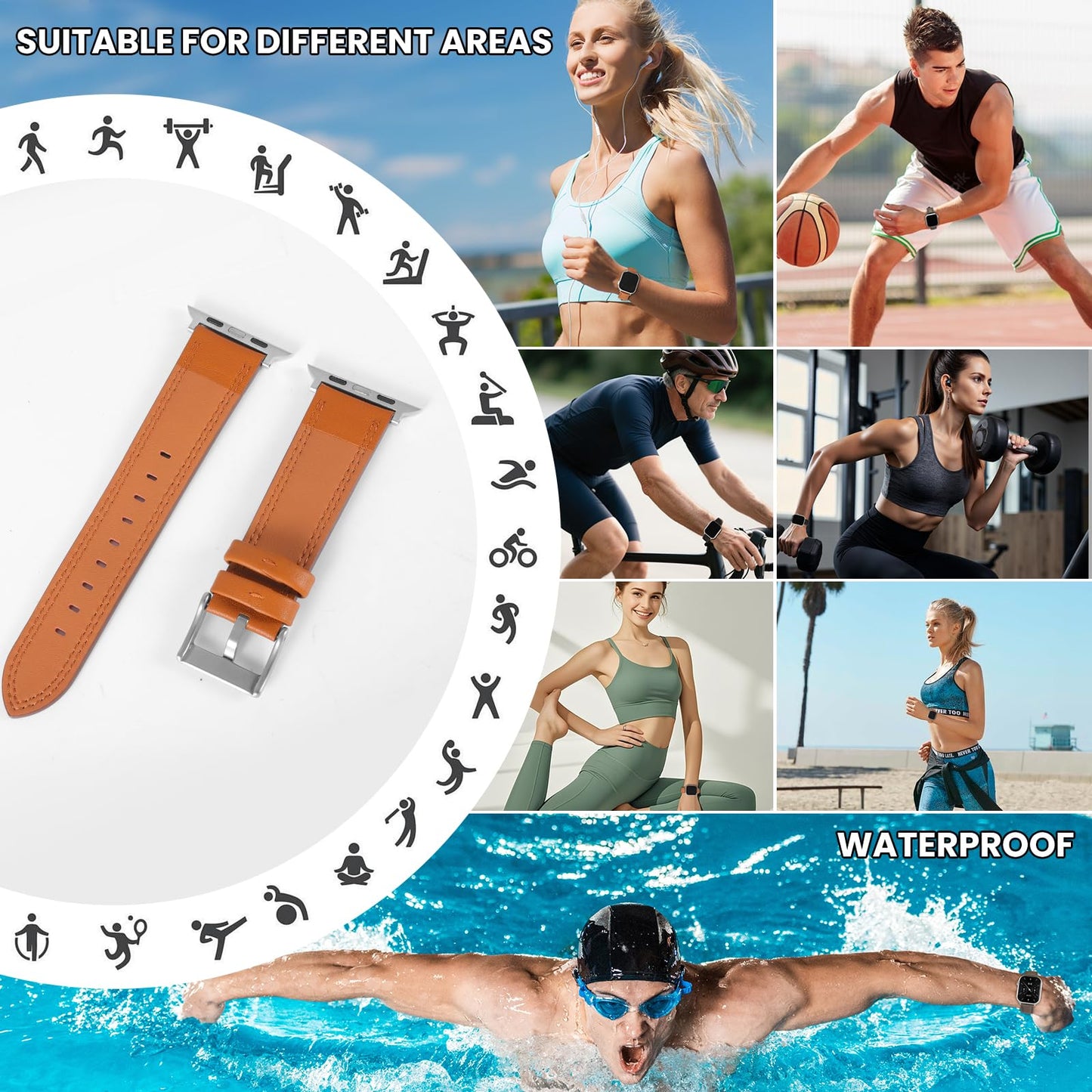 Soft Genuine Leather Band for Apple Watch 49mm 46mm 45mm 44mm 42mm - Women/Men Vintage Retro Replacement Wristband Strap with Metal Buckle for iWatch Ultra 3/2/SE/Series 11/10/9/8/7/6/5/4/3 - Brown