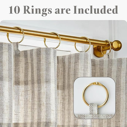 jinchan Striped Linen Kitchen Curtains with Attached Valance 24 Inch Length Cafe Tier Curtains for Living Room Rustic Half Window Light Filtering Rod Pocket Small Drapes 2 Panels Taupe Grey
