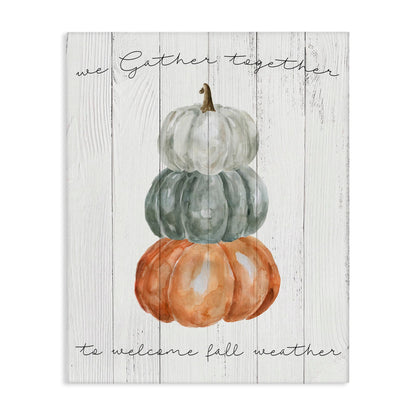 Stupell Industries 'Gather Together Fall Weather Pumpkins ', Canvas Art, 16 x 20 Inches, Easy to Hang and Sturdy, Made in USA, by Livi Finn