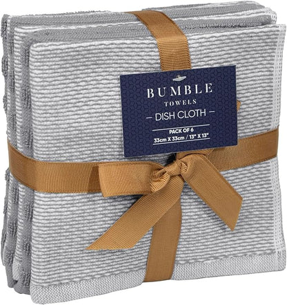 Bumble Premium Dish Cloths 13"x13" | 100% Natural Ring Spun Cotton | 400 GSM |