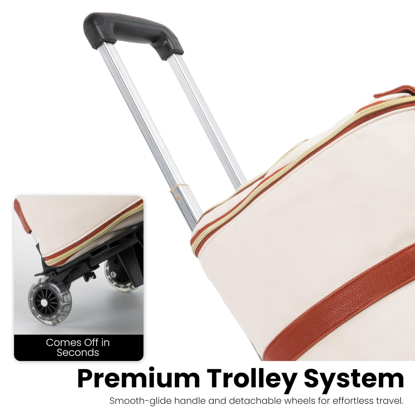 Luhxe Travel Convertible Carry On Garment Roller Bag 2.0 with Shoe Pouch & Detachable Shoulder Strap – Improved Zipper and reinforced straps - Snow