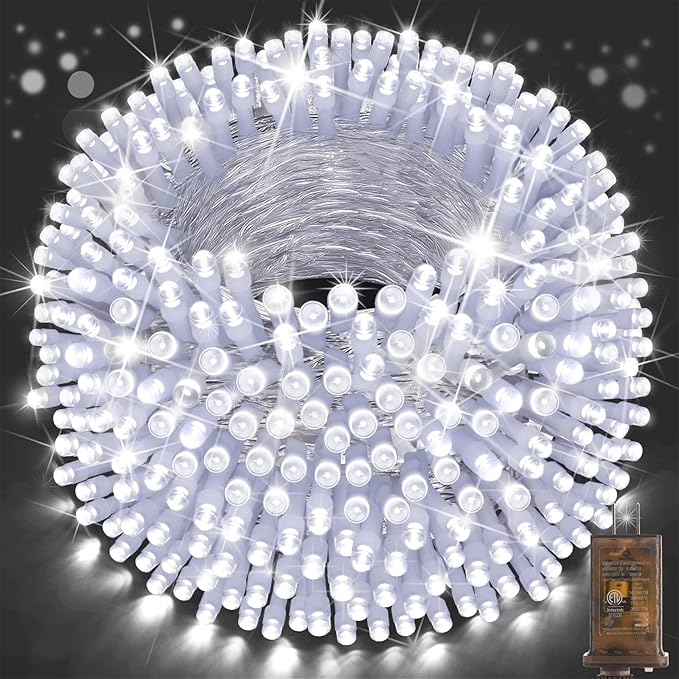 SAUIRS 600FT 1500 LED Christmas Lights Outdoor String Lights with 8 Modes Timer Waterproof Fairy Light Plug in for Outside Indoor Party Xmas Palm Tree Yard Wedding Decorations(Cool White)
