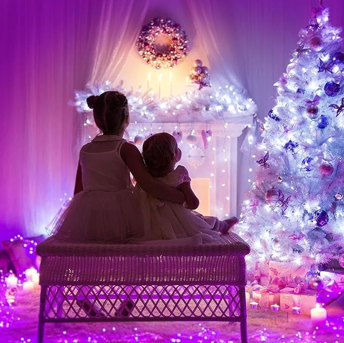 Christmas String Lights - 220 LED 25m/82ft 8 Modes End-to-End Plug in Indoor/Outdoor Waterproof Decorative Fairy Twinkle Lights String for Tree/Wedding/Thanksgiving Day/Patio/Room/Home - Cool White