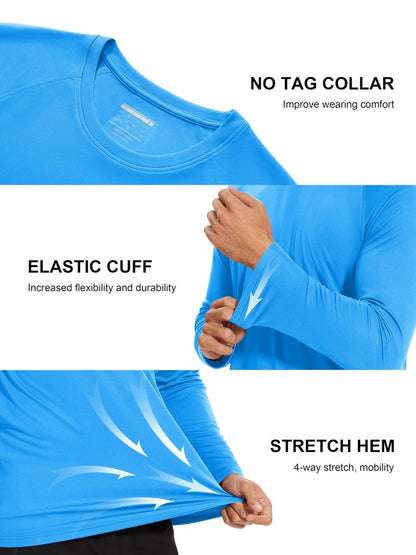 Azure Rashguard for Men - Long Sleeve Sun Protection Athletic T-Shirt for Outdoor & Camping Activities