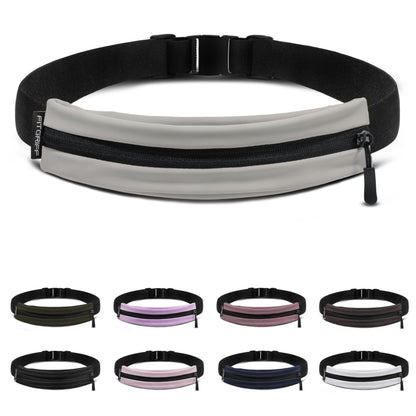 Fitgriff® Running Belt V2 for Men & Women - Slim Fanny Pack, Phone Holder for Jogging, (Fits All Cell Phones) - Money Belt, Runners Waist Pouch (Light Taupe, One Size (Waist 24.4 – 43.3 inches))