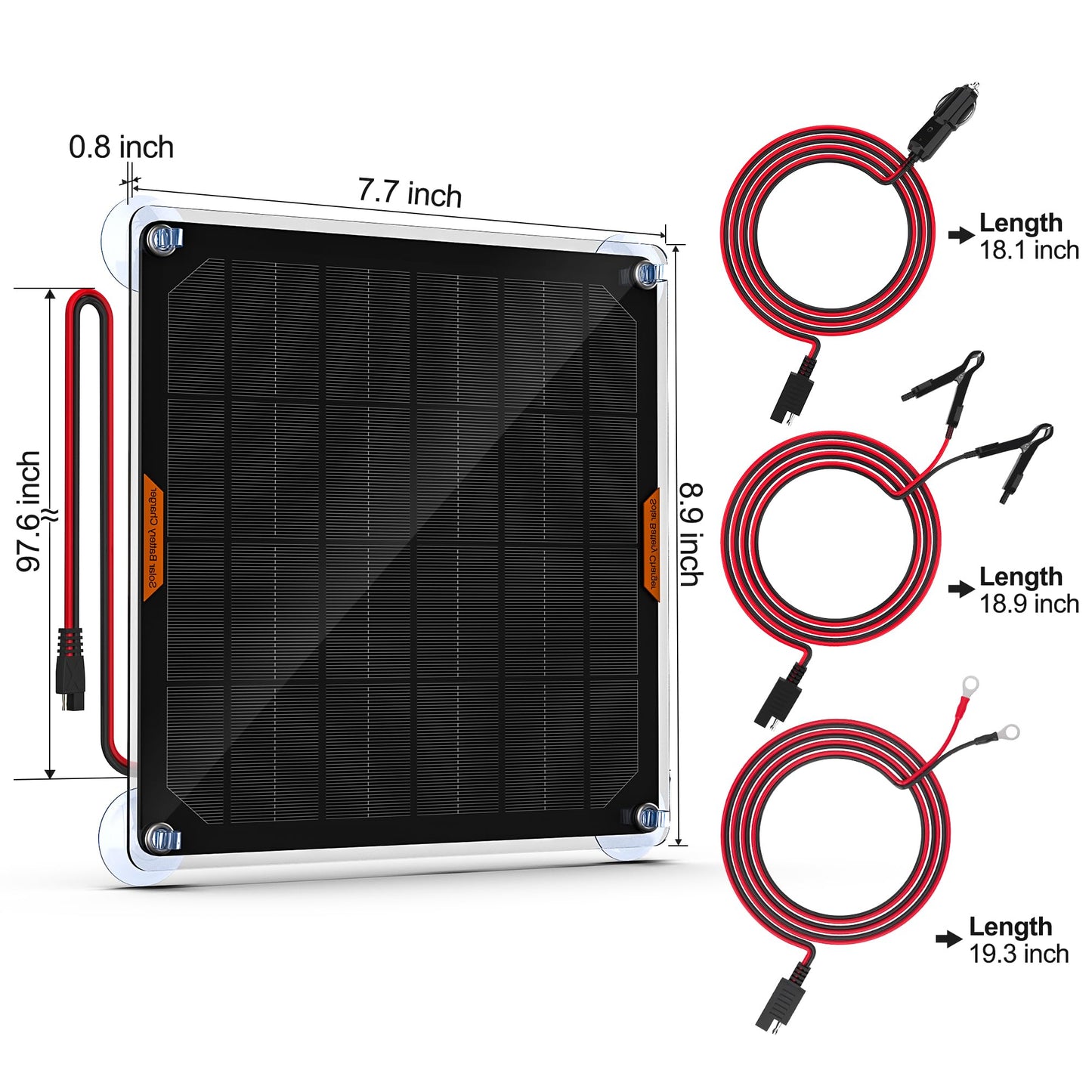 OYMSAE 5W 12V Solar Car Battery Charger Portable Waterproof Solar Power Battery Charger & maintainer with Trickle Cigarette Lighter Plug & Alligator Clip