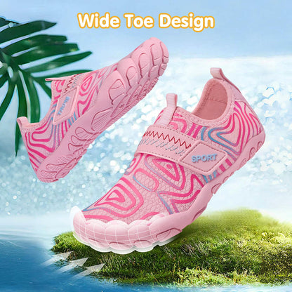 ATHMILE Kids Water Shoes Boys Girls Water Shoes Quick Dry Barefoot Beach Sports Swim Pool Summer Shoes 3 Big Kid Pink Line