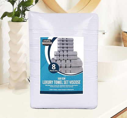 Utopia Towels 8 Piece Luxury Towel Set, 2 Bath, 2 Hand, and 4 Wash Cloths
