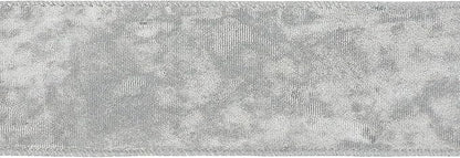 MEEDEE Silver Velvet Ribbon - 2.5 Inch Wired Velvet Crushed Silver Christmas Ribbon, 10 Yards for Tree Decoration, Wreath Supplies, Crafts Bow Making