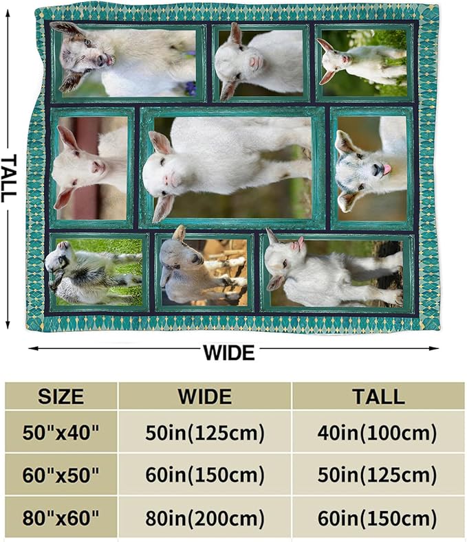 Cute Goat Blanket, Farmhouse Animal Throw Blankets, Goats Fuzzy Plush Blanket Ultra Soft for Goat Lover Gift Kids Teens Women Men Girls Boys Stuff Decor for Home Bedding Sofas Couch Camping 50"X40"