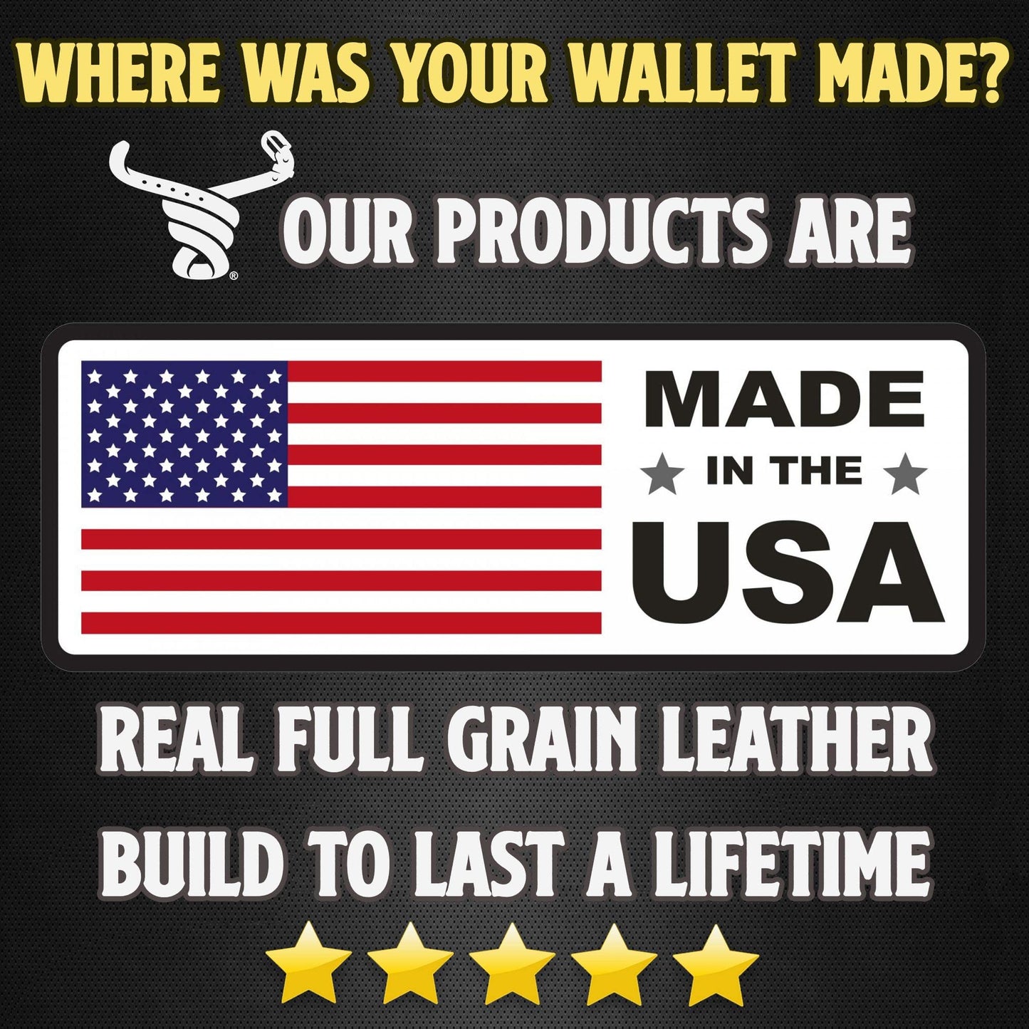 Mens Trifold Wallet Case, 4 Credit Card Holder Slots and ID Window, Full Grain Bridle Genuine Leather, Made in USA, Brown