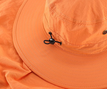 Home Prefer Mens Sun Hat with Neck Flap Quick Dry UV Protection Caps Fishing Hat (Orange)