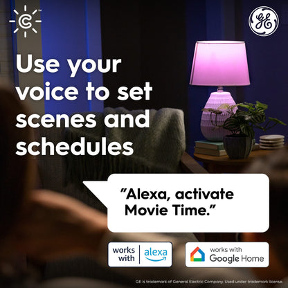 GE Cync Dynamic Effects A19 LED Smart Light Bulbs, Bluetooth and WiFi Color Changing Lights with Music Sync, Compatible with Alexa and Google Home (2 Pack)