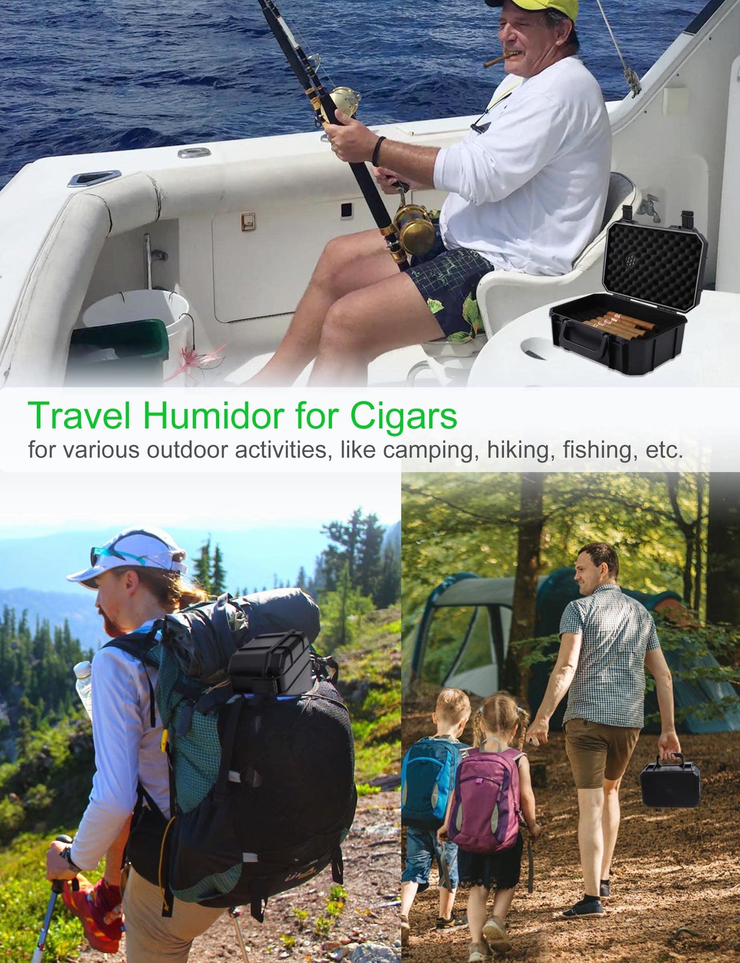 Tnqhuq Travel Humidor for Cigars Cigar Holder Case Portable Humidors for Cigars Travel Cigar Carrying Case for Men & Women (Holds Up To 21 Cigars)