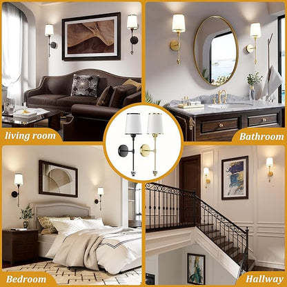 PAIHOME Gold Battery Operated Wall Sconce Set of Two, Rechargeable Wireless Sconces with 5000mAh, 15 Colors Remote Control Dimmable Wall Sconce for Bedroom Living Room Bathroom Hallway Wall Decor