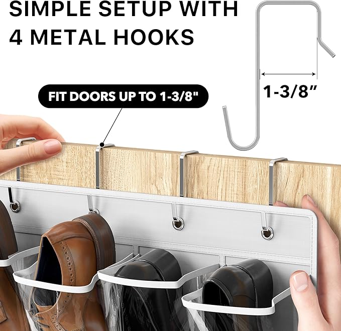 Simple Houseware 24 Pockets Large Clear Pockets Over The Door Hanging Shoe