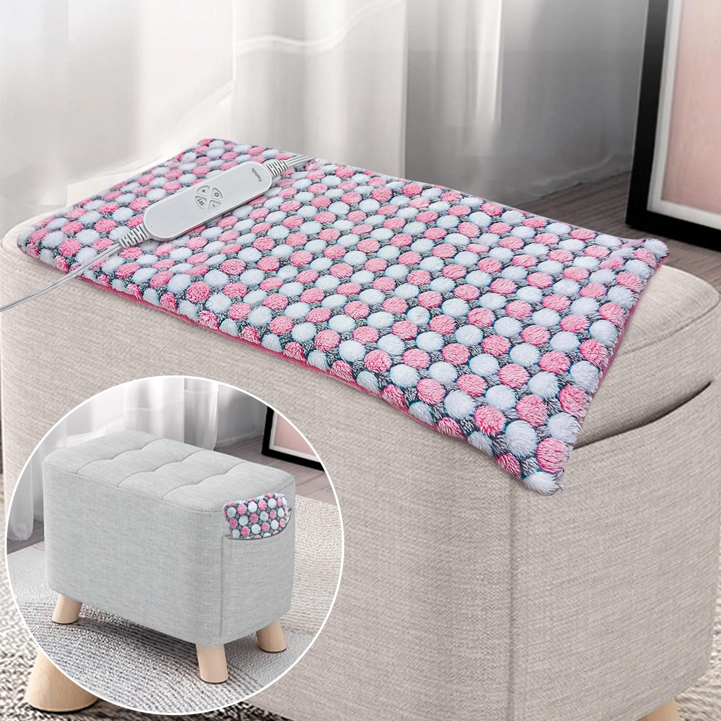 XL Full Weighted Heating Pad for Back Pain, Cramps, Relief - - 2.3lb Large Electric Heat Pad for Neck and Shoulders - Hot Heated Pad with Auto Shut Off, Stay on- (XL 12"x24" Pink) - PYQ0F