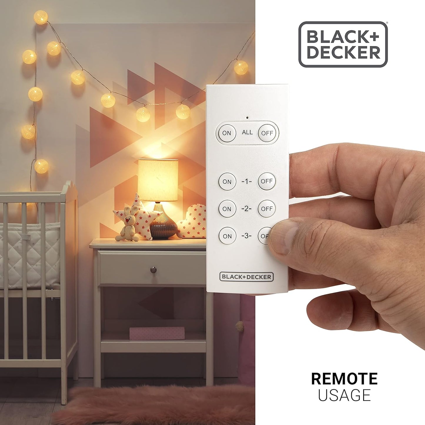 Black+Decker Wireless Remote-Control Outlet, Pack of 3 Outlets, 1 Remote - Premium Light Switches