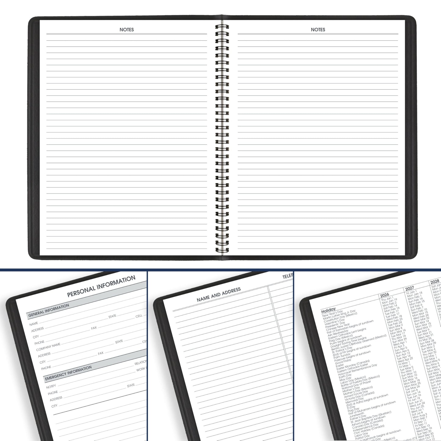 AT-A-GLANCE Planner 2026-2027 Weekly Academic 14-Month July-August, Quarter-Hourly Appointment Book, 7" x 8-3/4", Black (7095805)