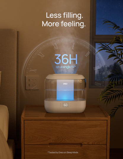 Dreo Smart Humidifiers for Bedroom, Top Fill 4L Supersized Humidifier Large Room with 28 dB, 36H Runtime, Touch/APP/Voice Control, Nightlight, Cool Mist Humidifiers for Baby, Plants, Indoor, Black