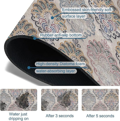 Grey Ceramic Printing Sink Splash Guard Ceramic Texture Faucet Absorbing Mat