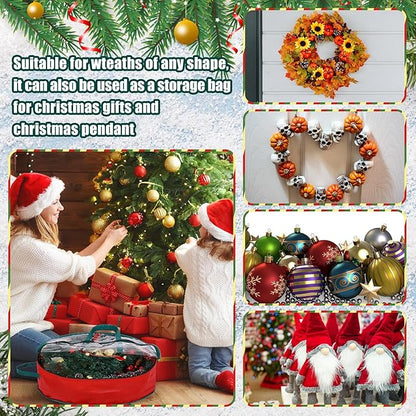 Shappy 12 Pcs Christmas Wreath Storage Bag Clear Wreath Box Wreath Storage Containers with Clear Window and Handle Christmas Garland Storage Containers for Xmas Holiday Seasonal Storage (30 Inch)
