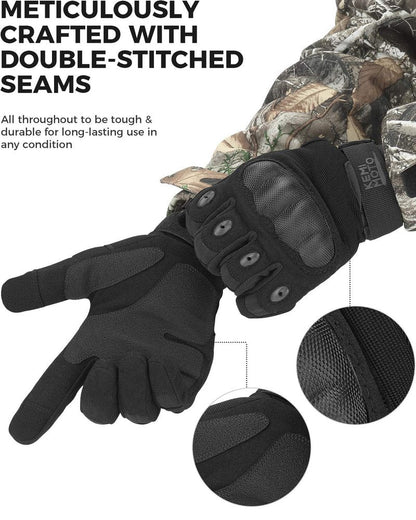 KEMIMOTO Tactical Gloves for Men, Touchscreen Motorcycle Gloves with Hard Shell & Palm Padding for Sports Motorcycle Cycling Tactical Airsoft Paintball Hunting Hiking Camping Climbing (Black,XX-Large)