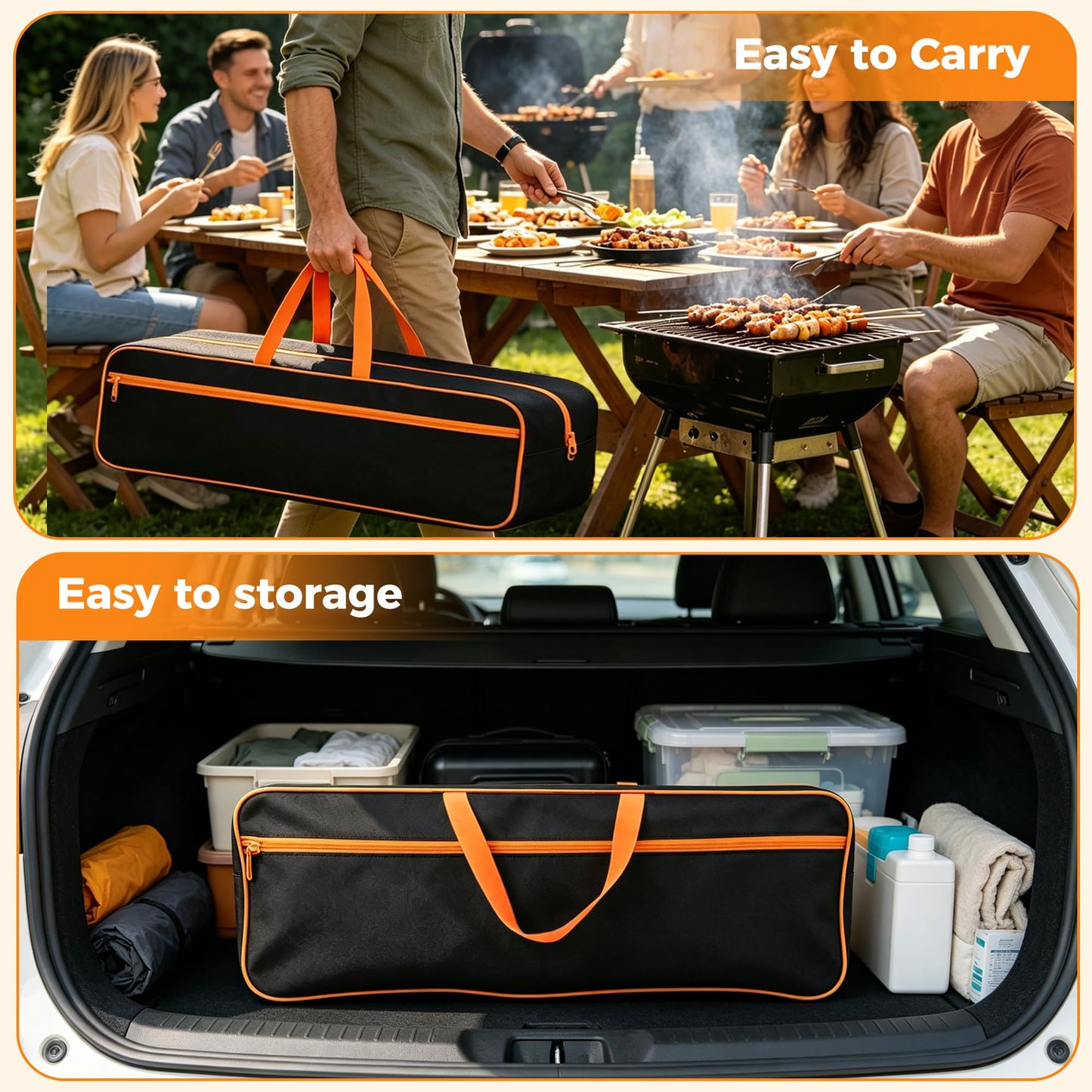 Extra Large Grill Tool Storage Bag, Heavy Duty BBQ Accessories Organizer, Oversized Griddle Storage Case Compatible with Blackstone, Holds Spatulas, Scrapers, Bottles and Grill Cleaning Tools