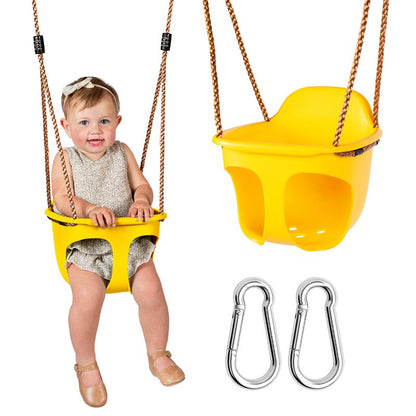 Acorn Adventures Toddler Swing Seat – Baby Bucket Swing for Outdoor Backyard & Porch, Adjustable Ropes, Easy Install, Weather-Resistant HDPE - Yellow