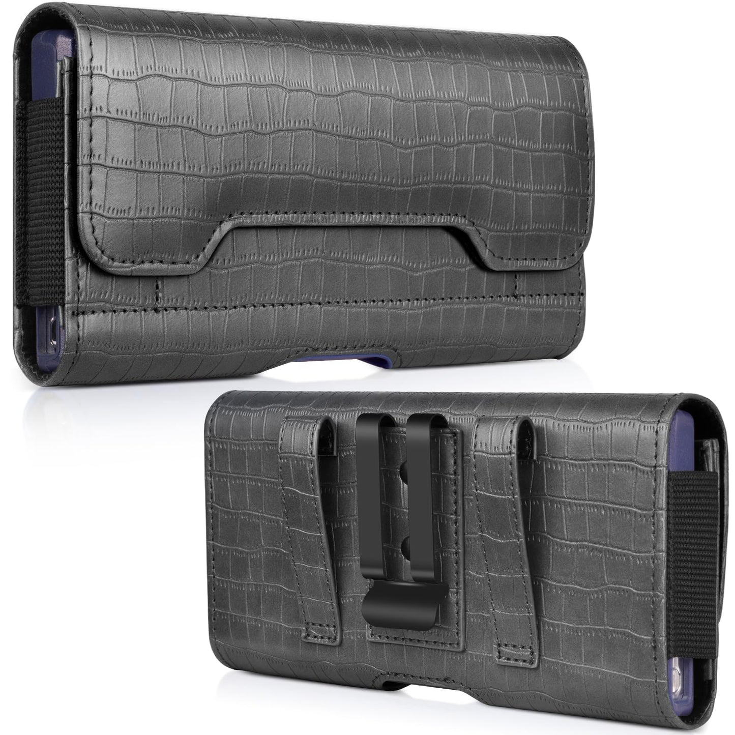 ACCKUO Leather Phone Holster with Strong Metal Belt Clip and Card Holder Compatible with iPhone 17 Air, 16/15/14/13 Pro Max, Galaxy S26/S25/S24/S23/S22 Plus and FE for Everyday Protection, L-Grey