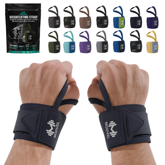 Modvel Adjustable Wrist Wraps for Gym & Lifting – Thick, Breathable Support Straps for Wrist Stability, Comfort & Grip – Ideal for Weight Training, CrossFit & Gym Workouts – R Dark Blue 2-Pack