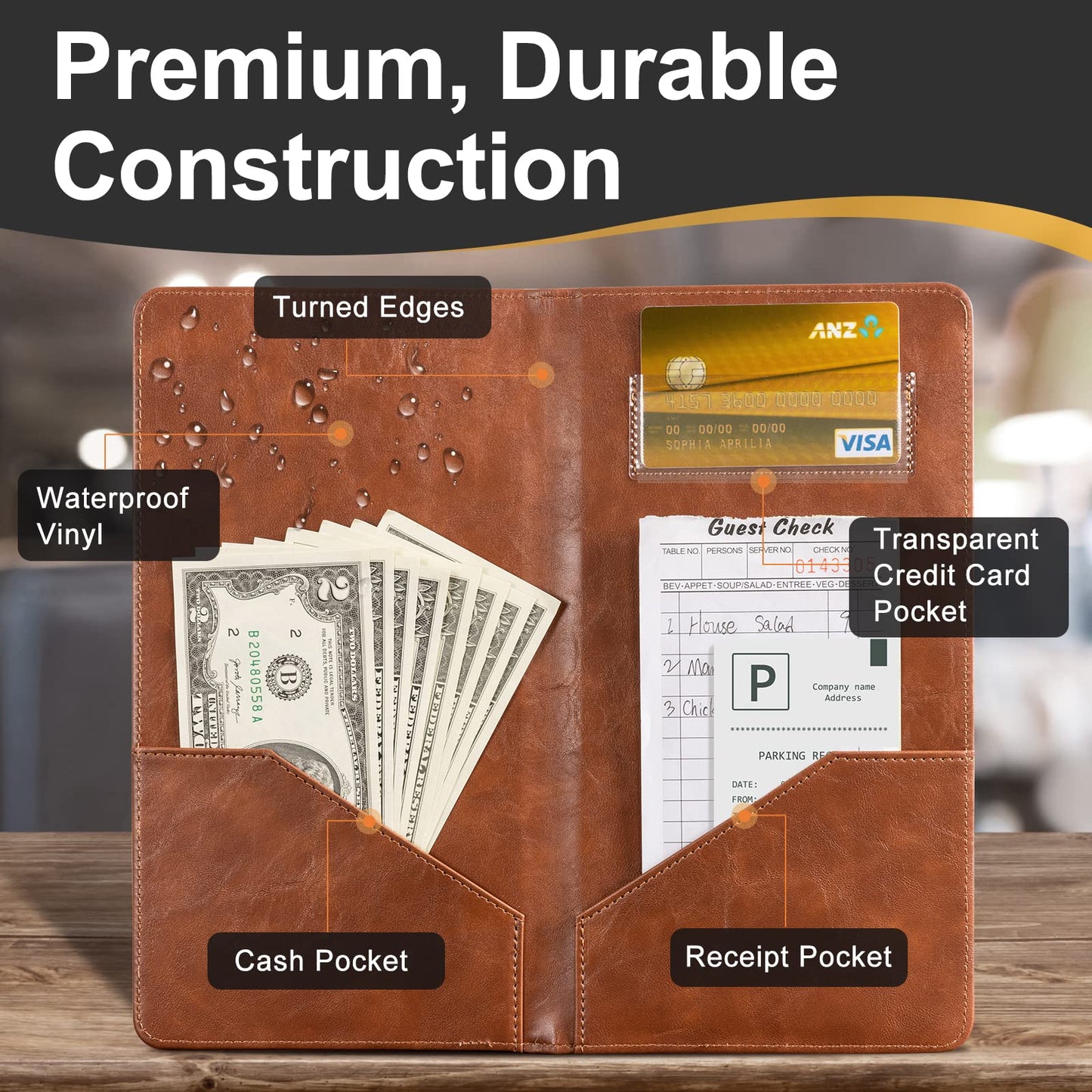 CoBak Restaurant Check Presenters, Guest Check Card Holder, Restaurant Bill Holder, Check Presenters for Restaurants, Servers, Bars, Hotels, Waiter, Waitress