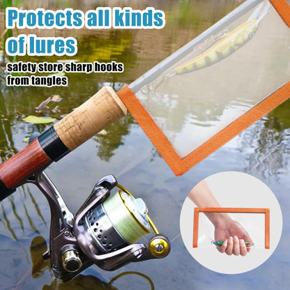 Fishing Lure Wraps for Fishing Rod with Velcro 4 Packs Bait Storage Covers Clear PVC Lure Protector Medium Large Sizes (M+L-ORANGE-4PCS)