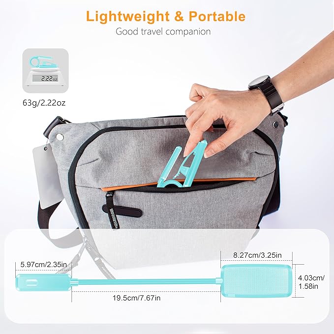 Gritin 9 LED Rechargeable Book Light for Reading in Bed - Eye Caring 3 Color Temperatures,Stepless Dimming Brightness,80 Hrs Runtime Small Lightweight Clip On Book Reading Light for Studying -Blue