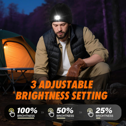 AHASTI 2 Pack Bluetooth Beanie Hat with Light for Men, Rechargeable LED Beanie with Light, Headlamp Cap Wireless Headphones, Christmas Gifts for Teens Stocking Stuffers for Men Dad（Black&Gray）