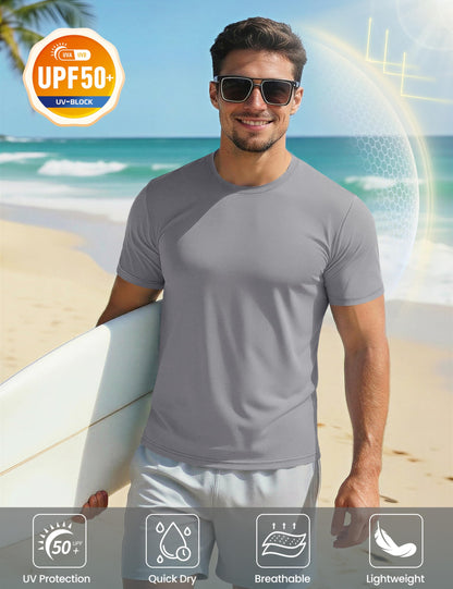 Tee Shirts Mens Short Sleeve T Shirts Quick Dry Lightweight Rash Guard Summer Shirt UPF 50+ Sun Shirts