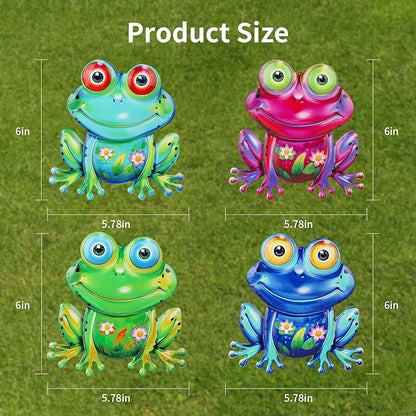 Junware Metal Frog Wall Decor, 8 Pcs Frogs Wall Art Sculptures Hanging Sculpture Decoration, Outdoor Fence Arts for Home Garden, Fence, Patio, Yard, Bedroom Outside Gifts for Adults