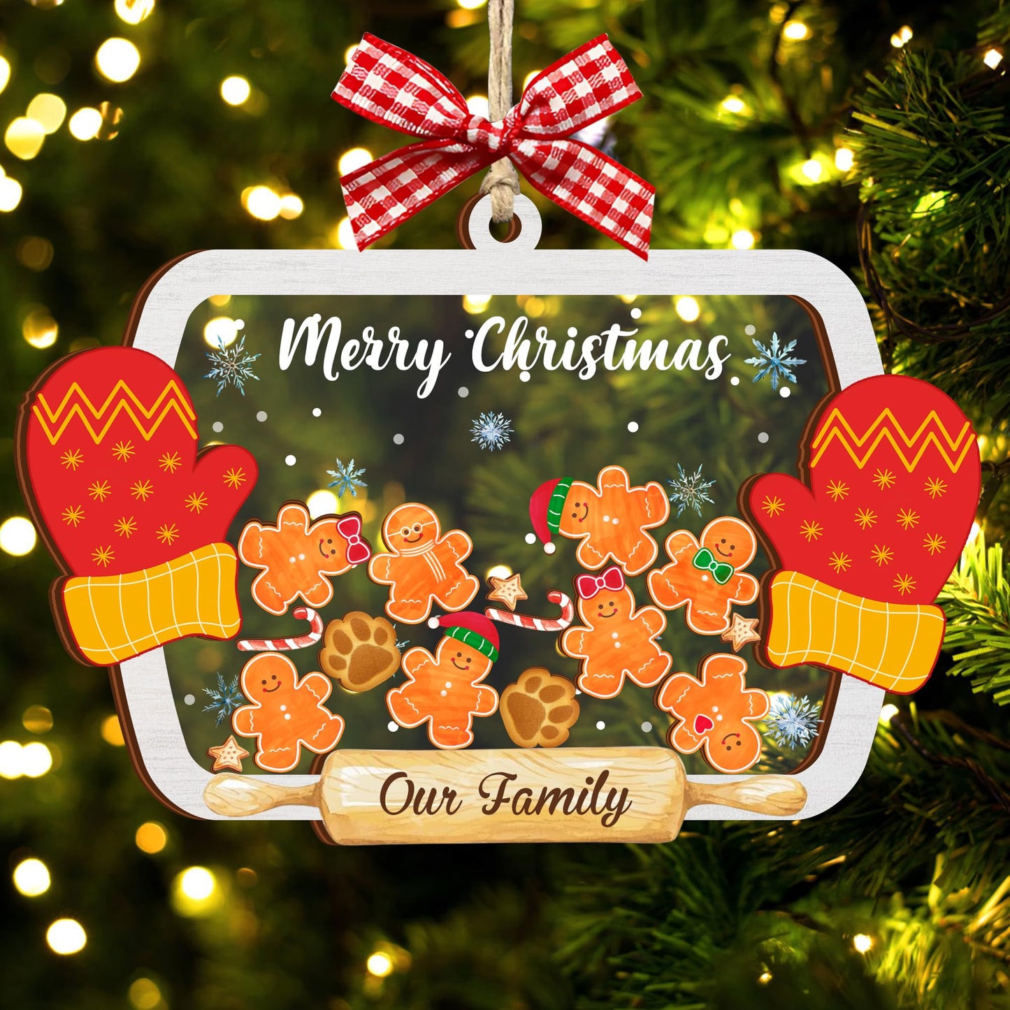Funny Family Shaking Gingerbread Christmas Ornament DIY 1-15 Names New Year Party Home Decoration Xmas Tree Hanging Ornament Keepsake Gifts for Family Friend (Style 1)