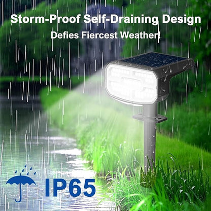 Solar Lights Outdoor Waterproof IP65, Super Bright LED, 6500K 2 Lighting Modes, Solar Powered Yard Garden Solar Spot Lights for Outside Landscape Auto On/Off -6500K,4 Pack