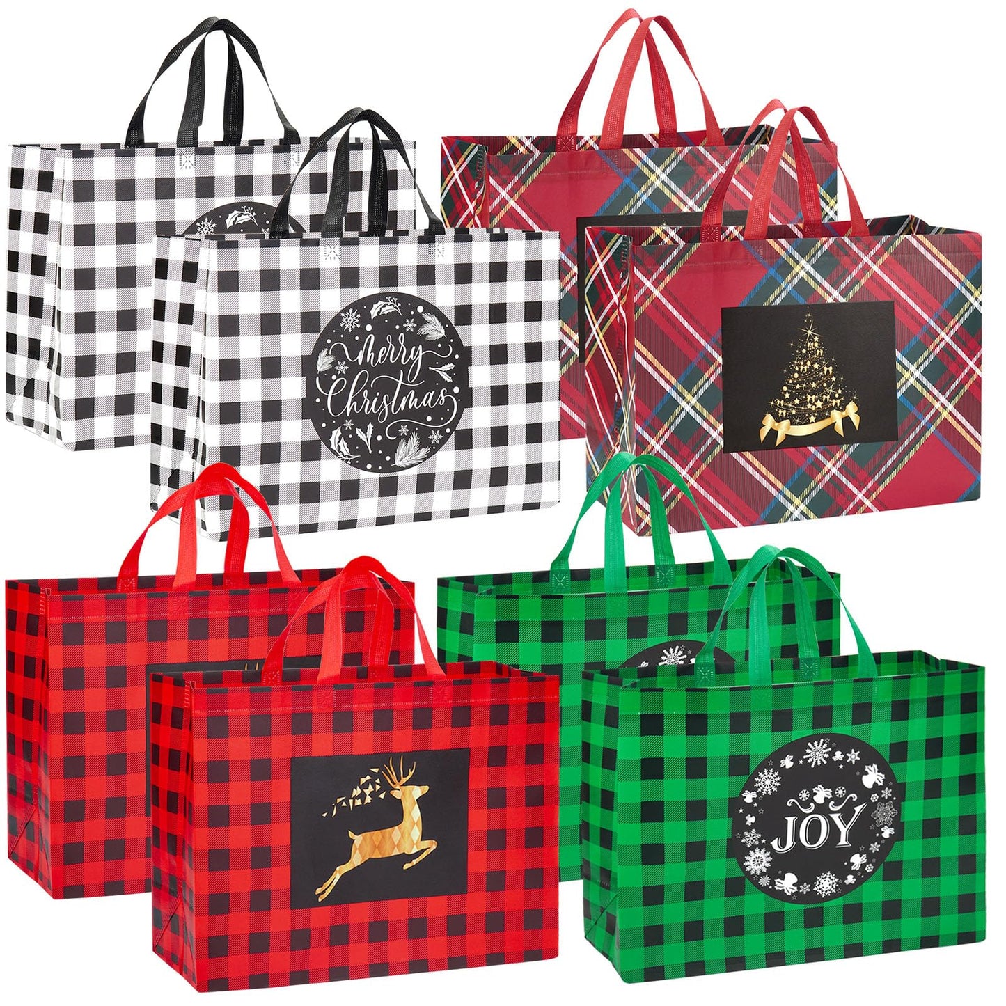 Heetobcos 16PCS Extra Large Gift Bags - 16.9'12.6'7.1',Reusable Tote Bags with Handle Non-Woven Bags for Gifts Wrapping Holiday