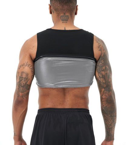 BODYSUNER Sauna Sweat Vest Workout Tank Top Waist Trainer for Men Compression Workout Enhancing Vest (Sliver, LXL)