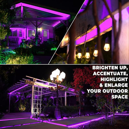 WYZworks 108LEDs 10ft LED Outside Rope Lights, Outdoor ETL Certified Waterproof Permanent 360 Degree Light Emitting, Flexible Tube, Connectable, Christmas Palm Tree Exterior Landscape, Purple