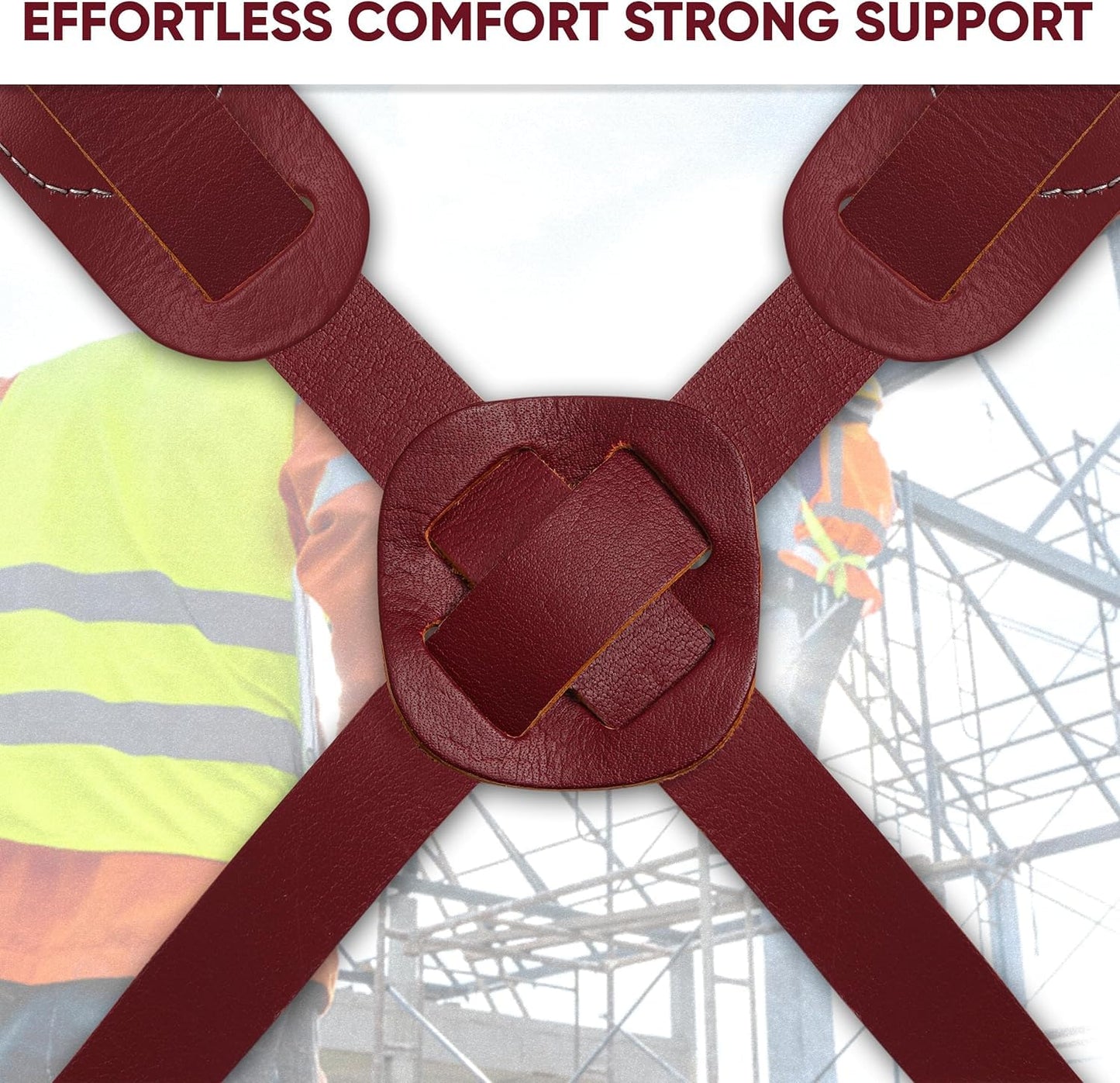 FUERI Leather Tool Belts with Suspender for Men, Heavy-Duty Durable Carpenter Tool Rig Organizer With 19 Pockets-2 Pouches, Padded Suspender, Hammer Holder, D-Loops & Foam-Padded Belt Electricians