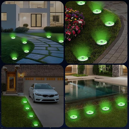 INCX Halloween Solar Lights Outdoor,12 Pack Solar Pathway Lights with Auto On/Off，Waterproof & Anti-Rust Landscape Lighting for Garden, Yard, Patio, Deck - Halloween Decorations,Green