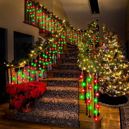 131FT 1440LED Christmas Lights Outdoor Waterproof Curtain Lights with 8 Modes Timer Hanging Fairy Lights Plug in String Lights for Holiday Wedding Party Decoration(Red and Green)