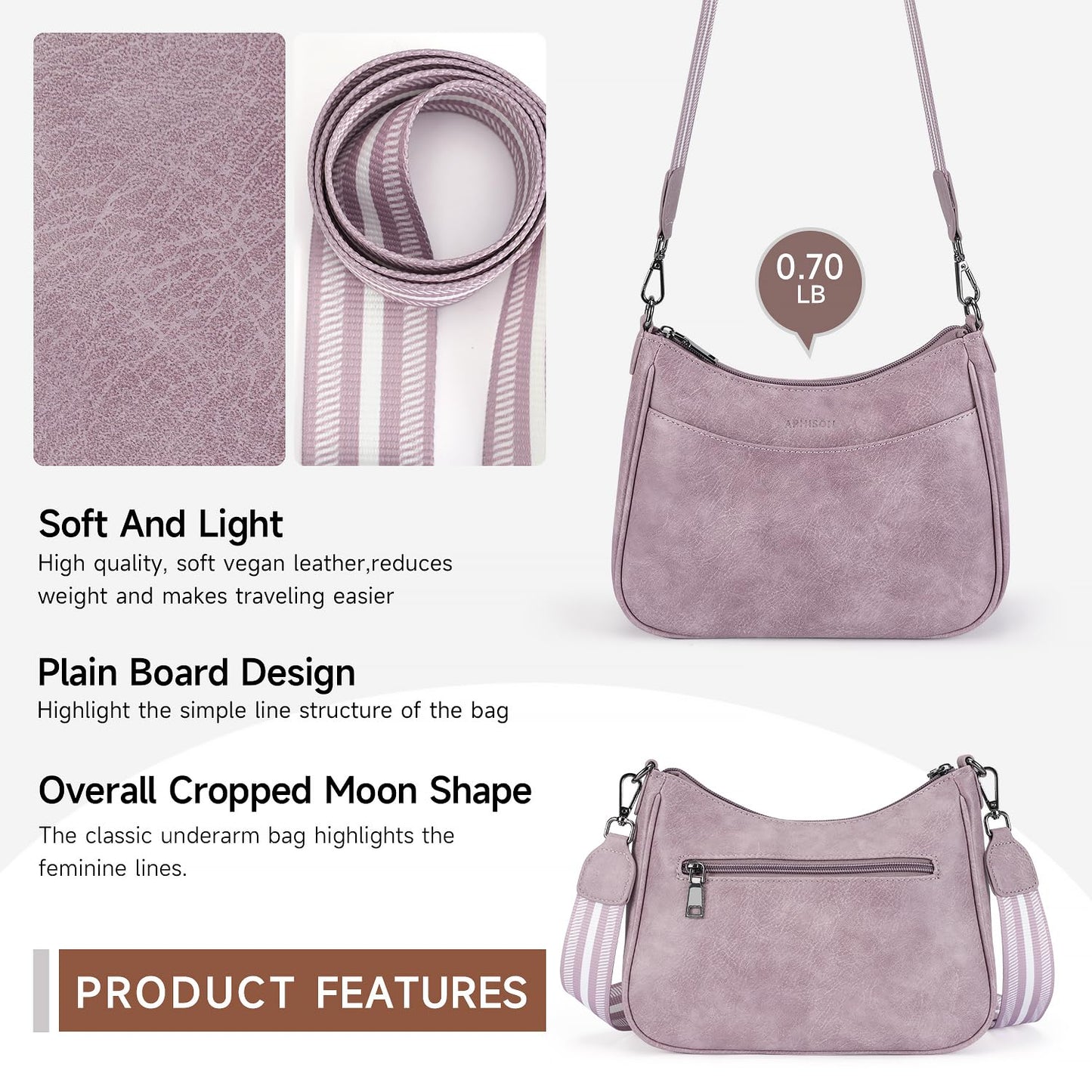 APHISON Crossbody Bags for Women Trendy, Leather Crossbody purse with Adjustable Strap, Women's Crossbody Shoulder Handbags, 04-purple