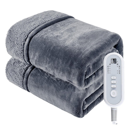 Heated Blanket Twin, Electric Blanket Soft Sherpa Flannel, 10 Hours Auto Shut-off & 8 Fast Heating Levels, Machine Washable ETL Certified, Heating Blanket for Bed & Sofa (62x84 inches, Gray)