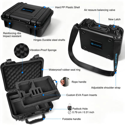 Lekufee Portable Waterproof Hard Case for DJI Osmo Action 6/5 Pro/4/3 Action Camera,Standard Combo,Adventure Combo,More Accessories(Case Only)