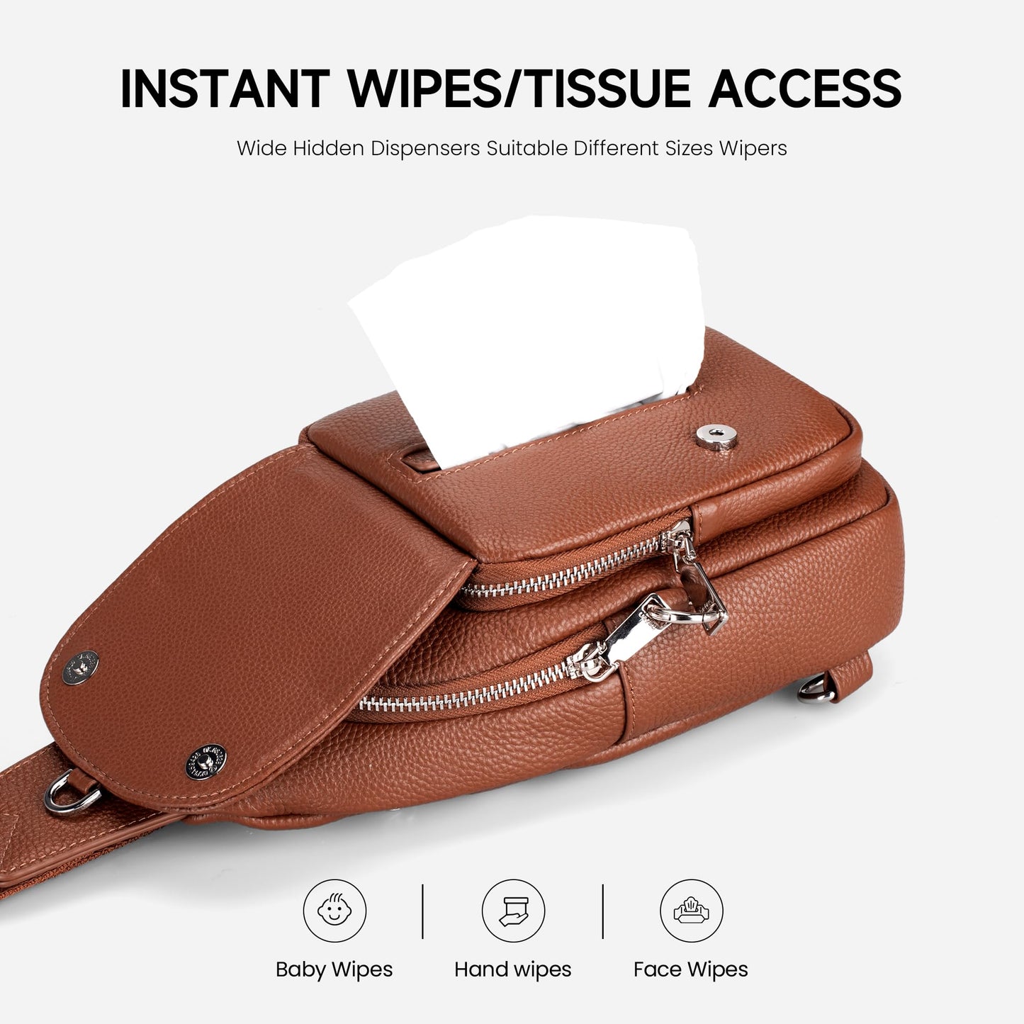 befen Genuine Leather Sling Bag for Women Anti Theft Crossbody Bag RFID Blocking Sling Crossbody Bag for Travel with Card Slots and Adjuatable Wipe Strap Soft Small Crossbody Purse for Daily Brown