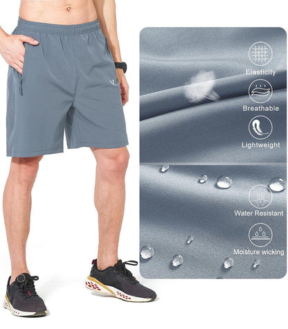 NORTHYARD Men's Athletic Running Shorts Gym Workout 7"/9"/5" Quick Dry Lightweight Sports Basketball Tennis 3 Zipper Pockets CLOUDGREY M